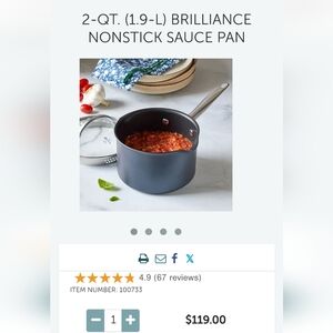 Pampered Chef 2qt Brilliance Non Stick Sauce Pan